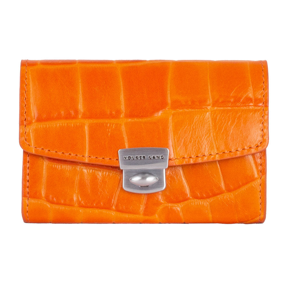 CENTIME | Portemonnaie Orange (Pumpkin) Krokoleder – Portemonnaie mit Münzfach und Leiterschloss
