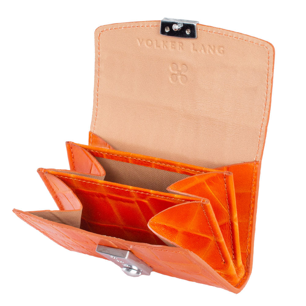 CENTIME | Portemonnaie Orange (Pumpkin) Krokoleder – Portemonnaie mit Münzfach und Leiterschloss